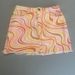 Vibrant Pink and Orange Mini Skirt for Resort Wear